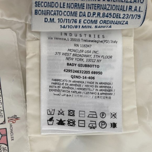 Moncler Baby Giubbotto Coat White Ivory Down Puffer Jacket Enfant Size 2 - Picture 10 of 13